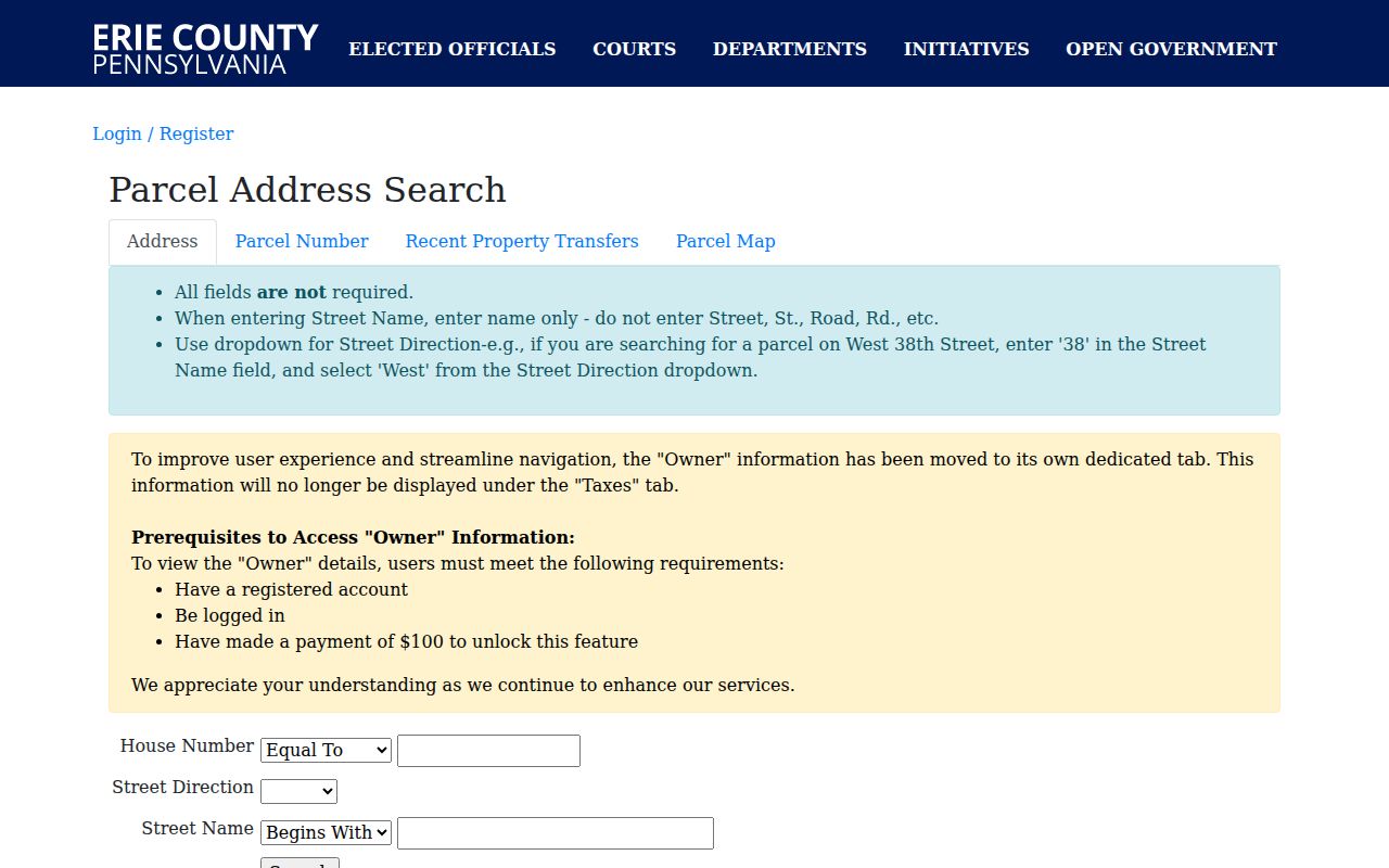 Erie County residents directory property address search