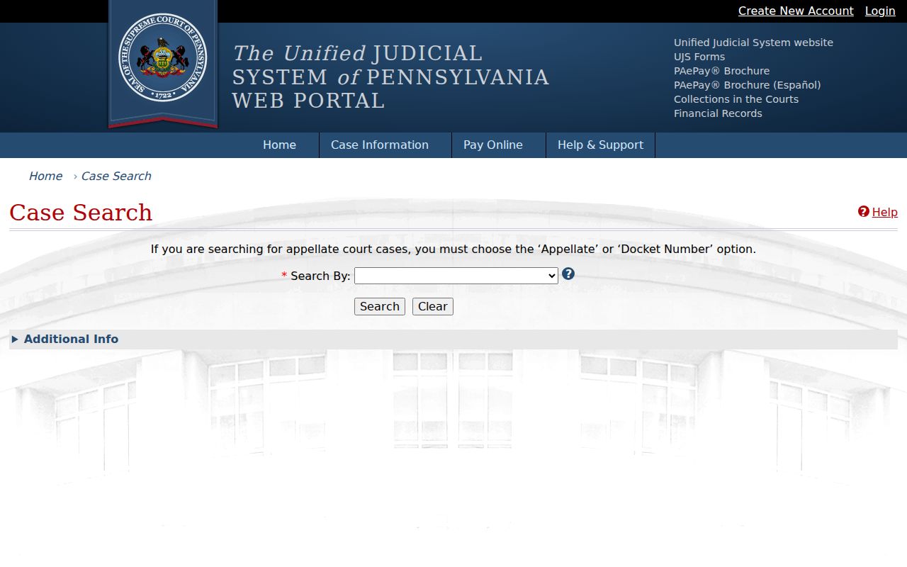 Erie County residents directory public UJS case search