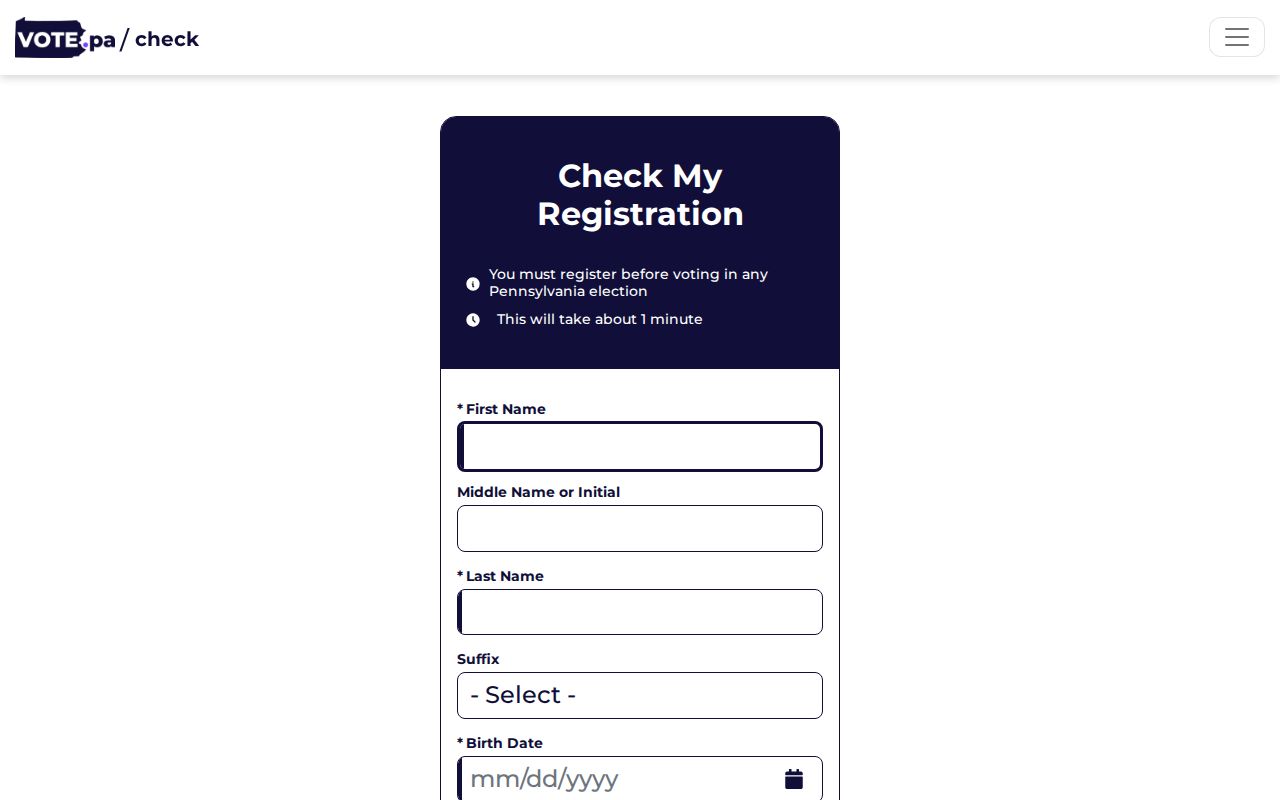 Erie County residents directory Pennsylvania voter registration status form