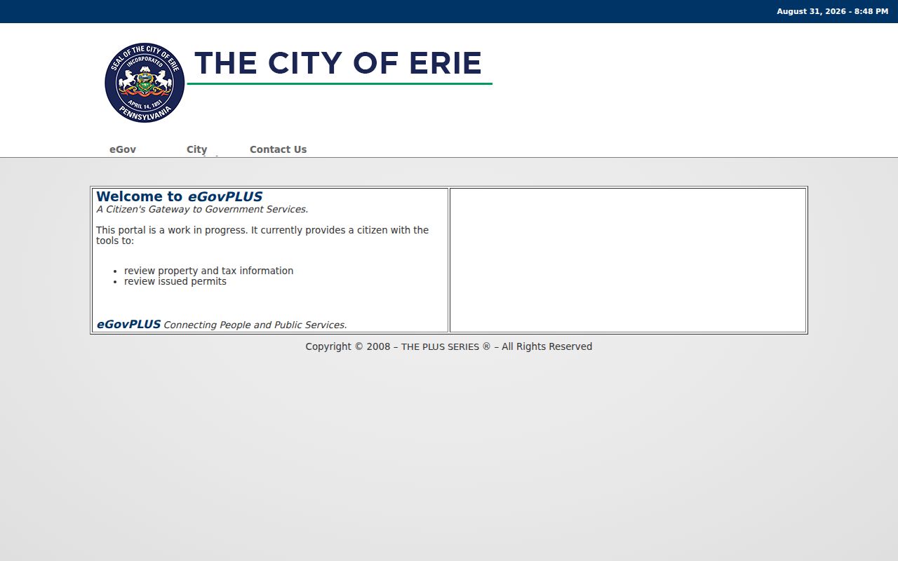 Erie County neighbors City eGovPLUS permits screen